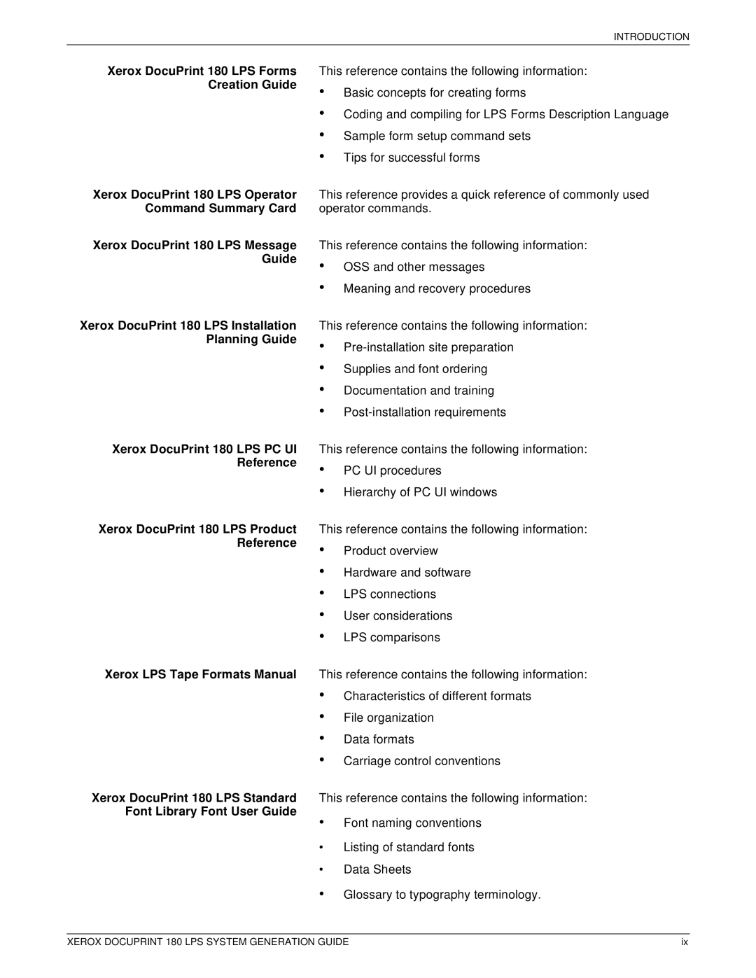 Xerox manual Xerox DocuPrint 180 LPS Forms Creation Guide, Font Library Font User Guide 