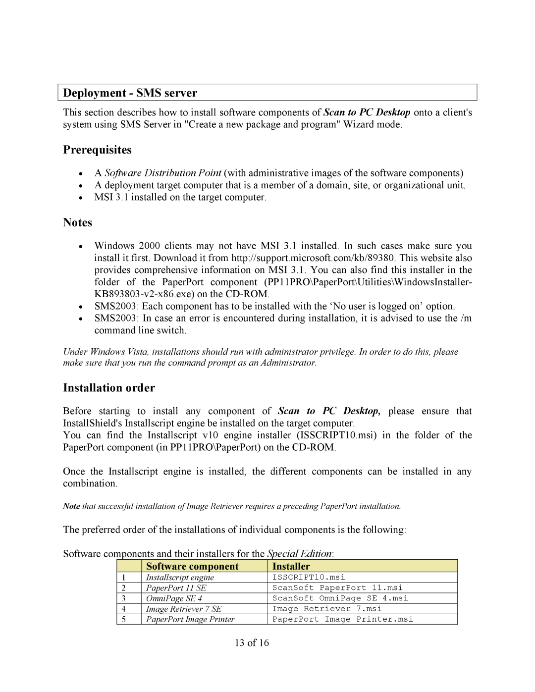 Xerox V9.0 manual Deployment SMS server, Prerequisites 