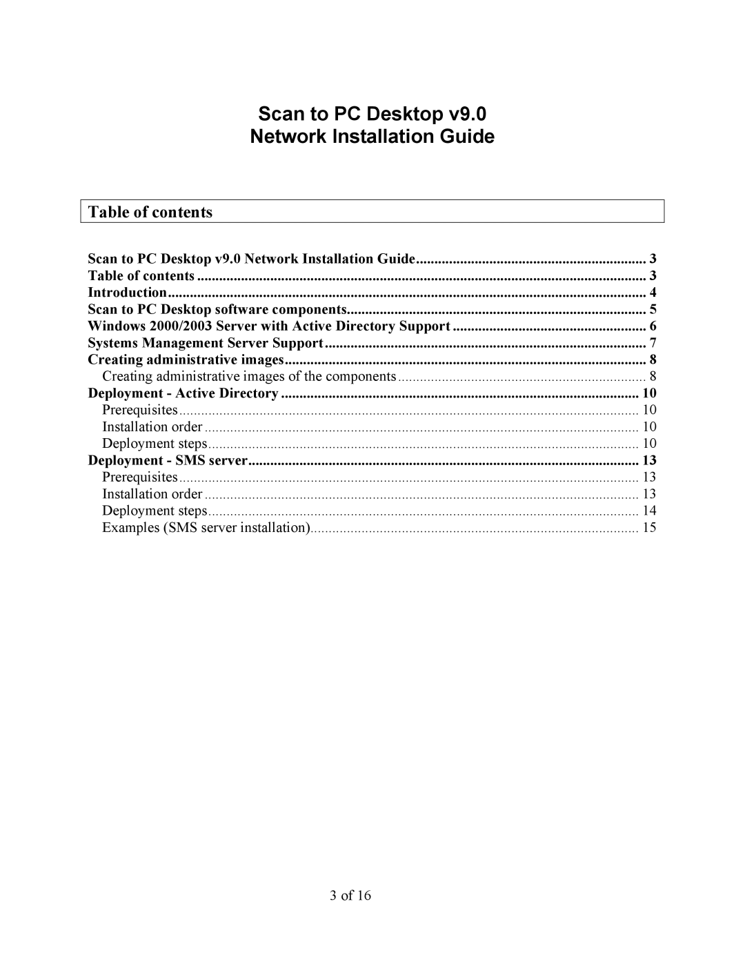 Xerox V9.0 manual Scan to PC Desktop Network Installation Guide, Table of contents 