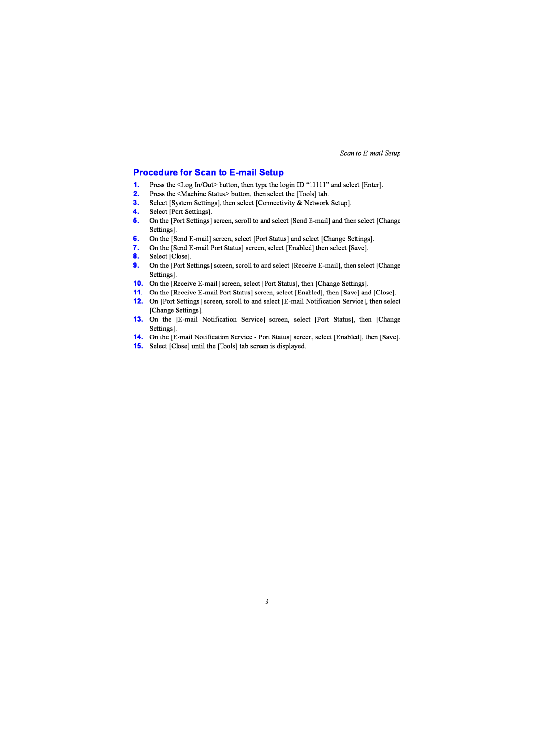 Xerox WC5230 setup guide Procedure for Scan to E-mailSetup 