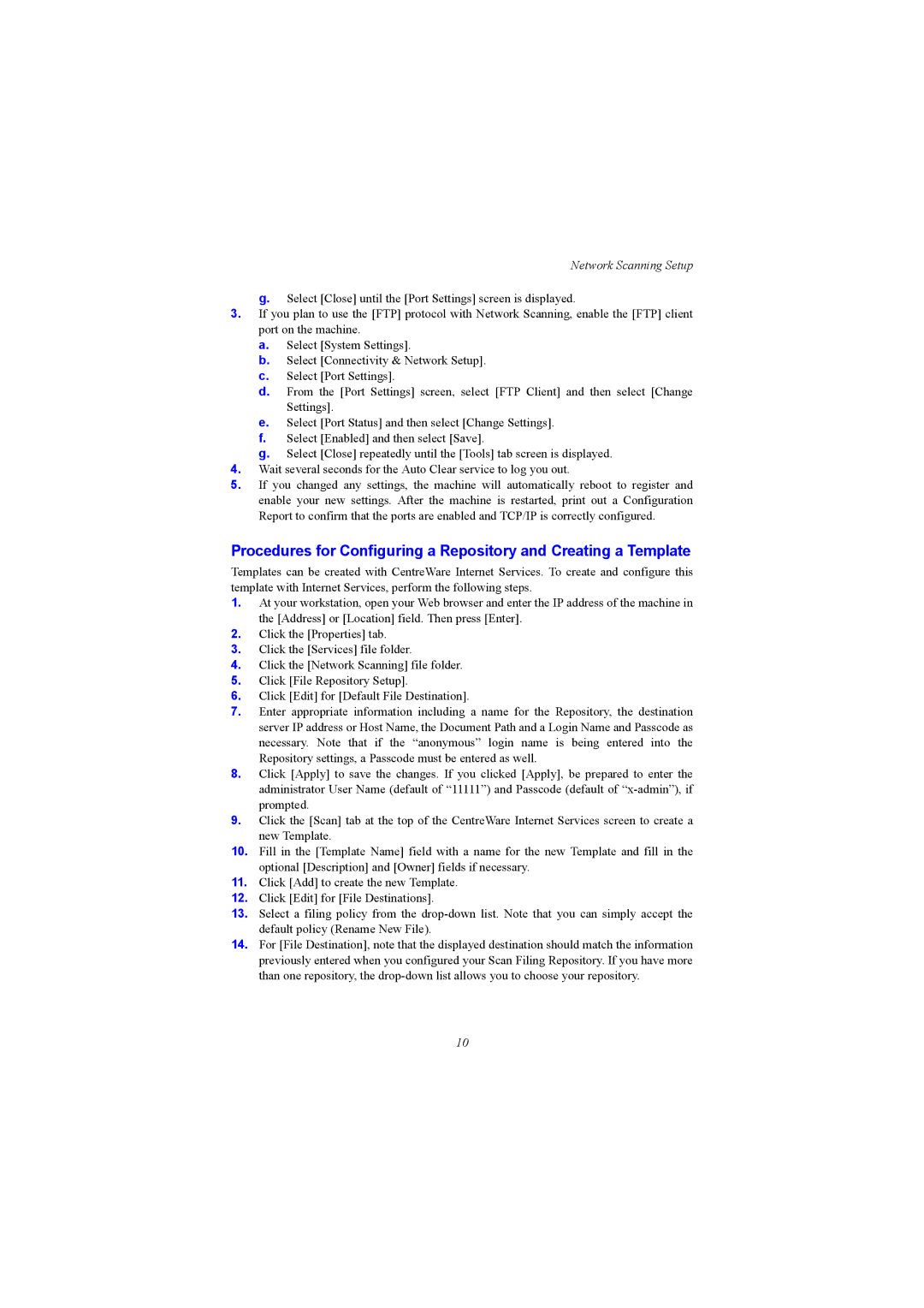 Xerox WC5230 setup guide Network Scanning Setup 