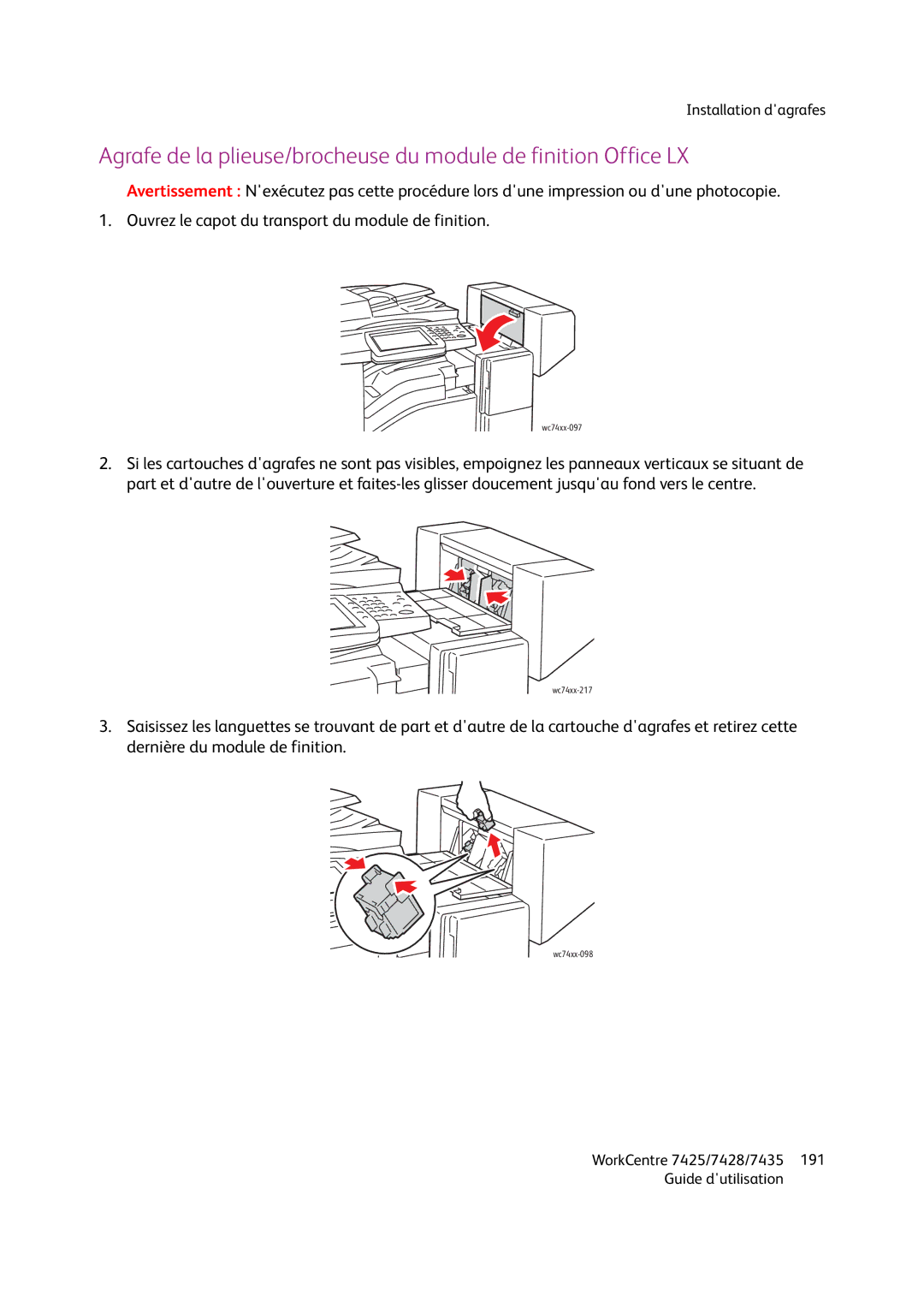 Xerox WC7428, WC7425, WC7435 manual WorkCentre 7425/7428/7435 191 Guide dutilisation 