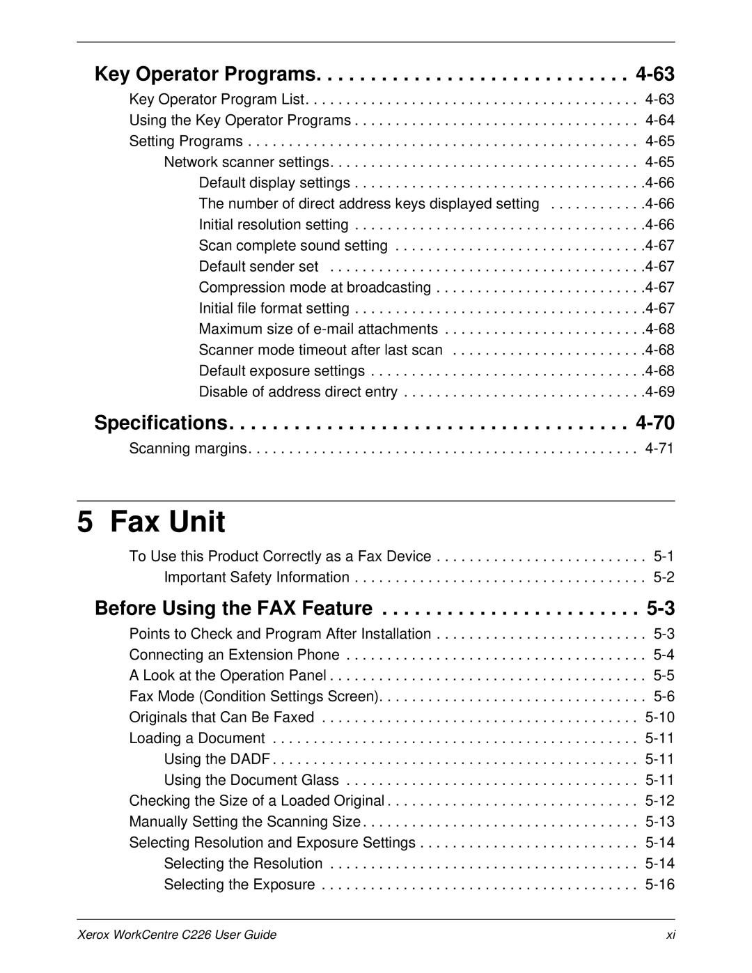 Xerox WorkCentre C226 manual Specifications, Before Using the FAX Feature 