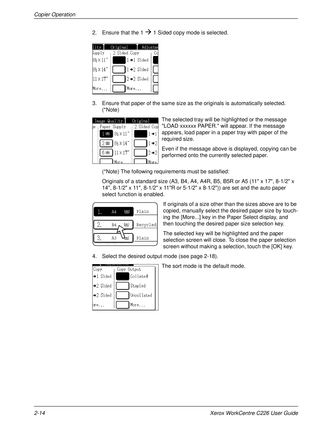 Xerox WorkCentre C226 manual A4 Plain B4 Recycled A3 Plain 