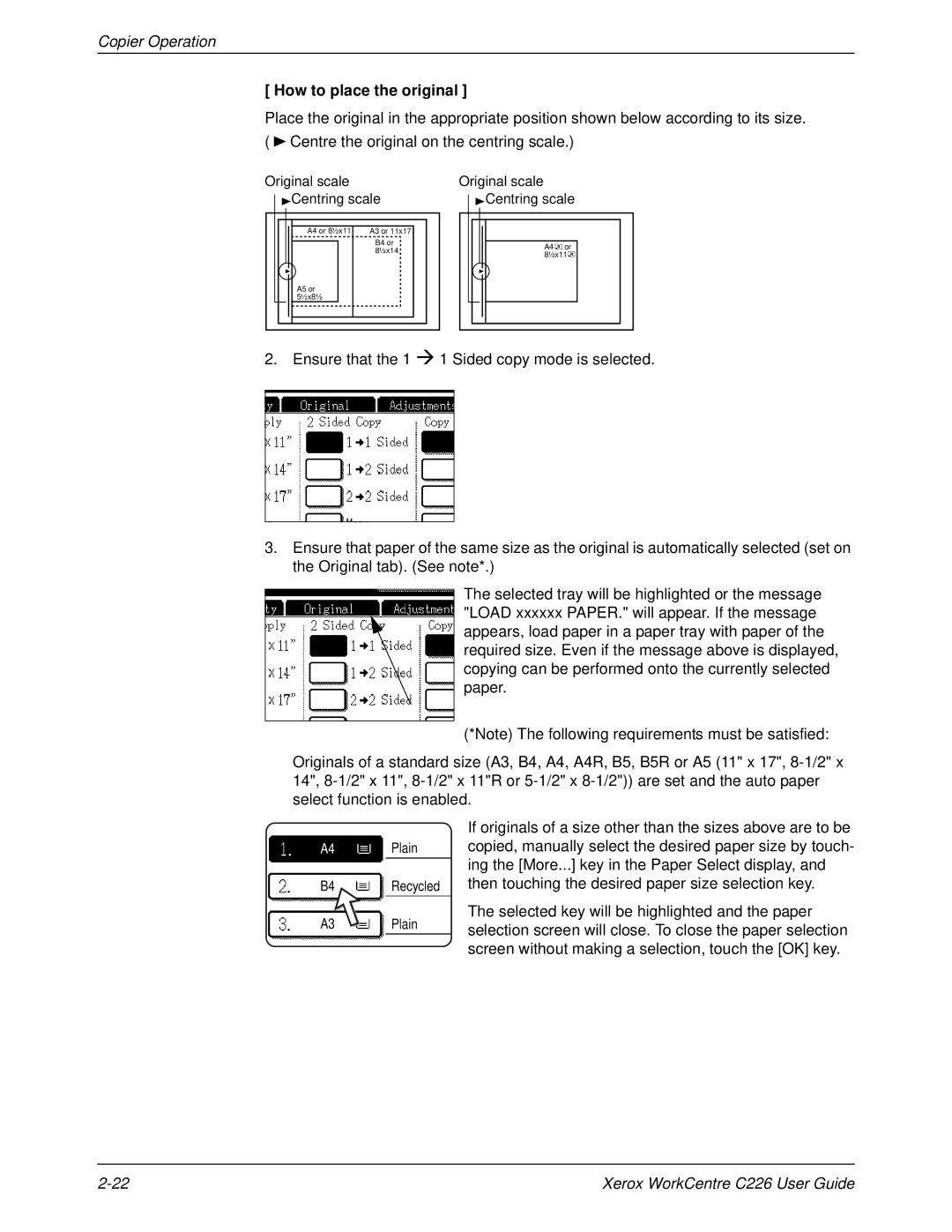 Xerox WorkCentre C226 manual How to place the original 