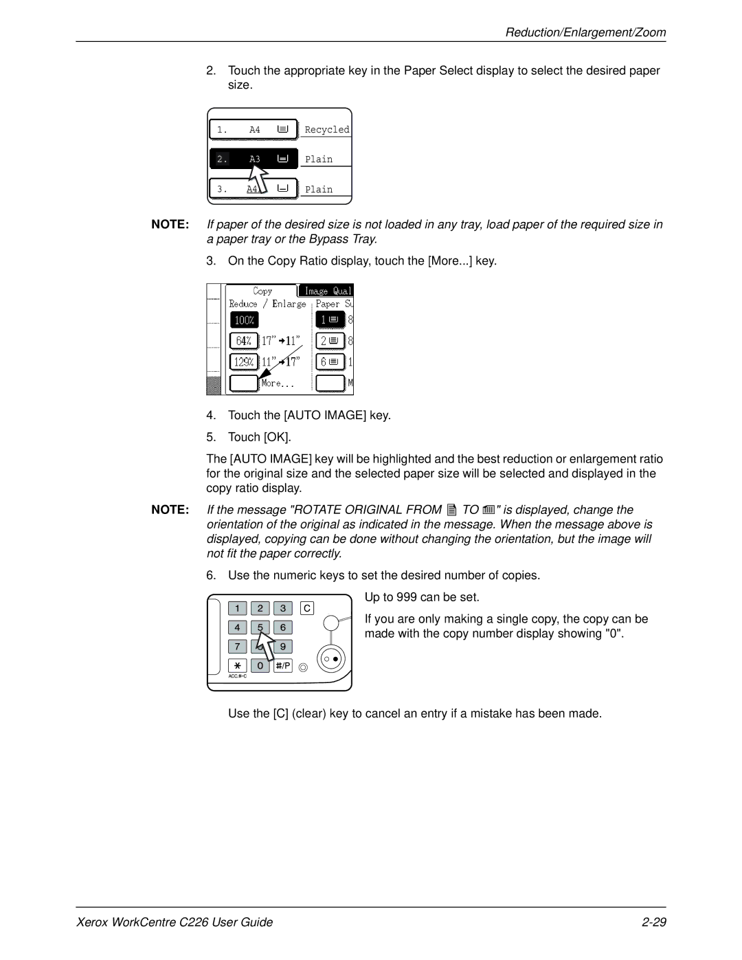 Xerox WorkCentre C226 manual Reduction/Enlargement/Zoom 