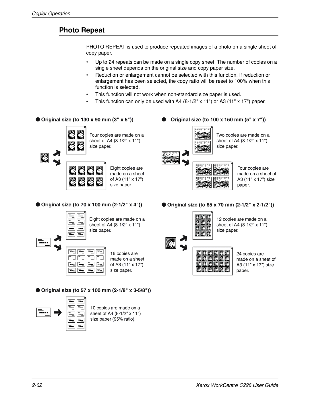 Xerox WorkCentre C226 manual Photo Repeat 