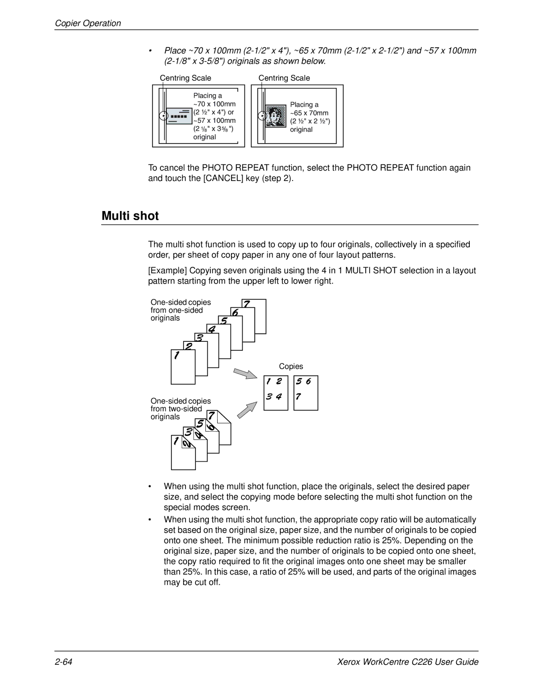 Xerox WorkCentre C226 manual Multi shot 