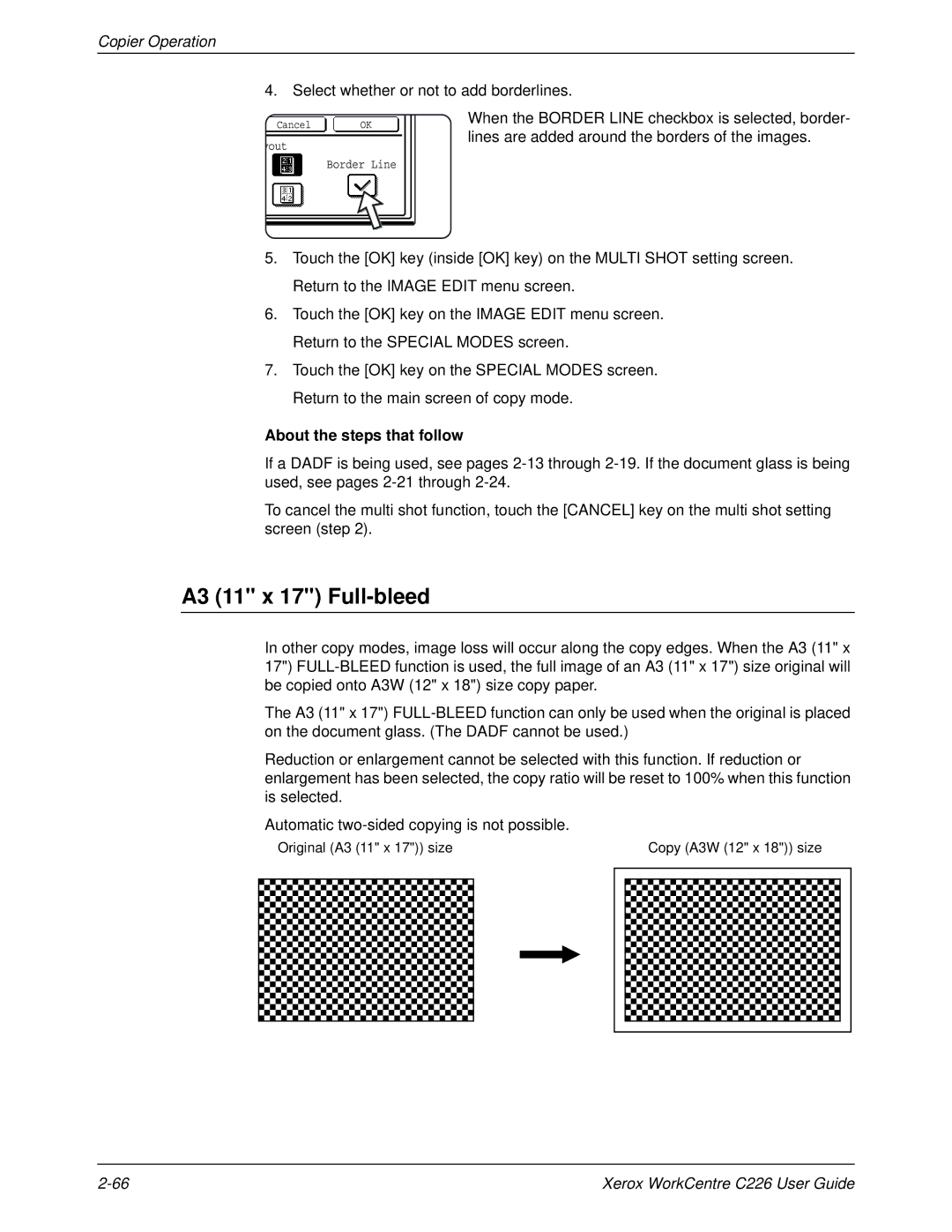 Xerox WorkCentre C226 manual A3 11 x 17 Full-bleed, Lines are added around the borders of the images 