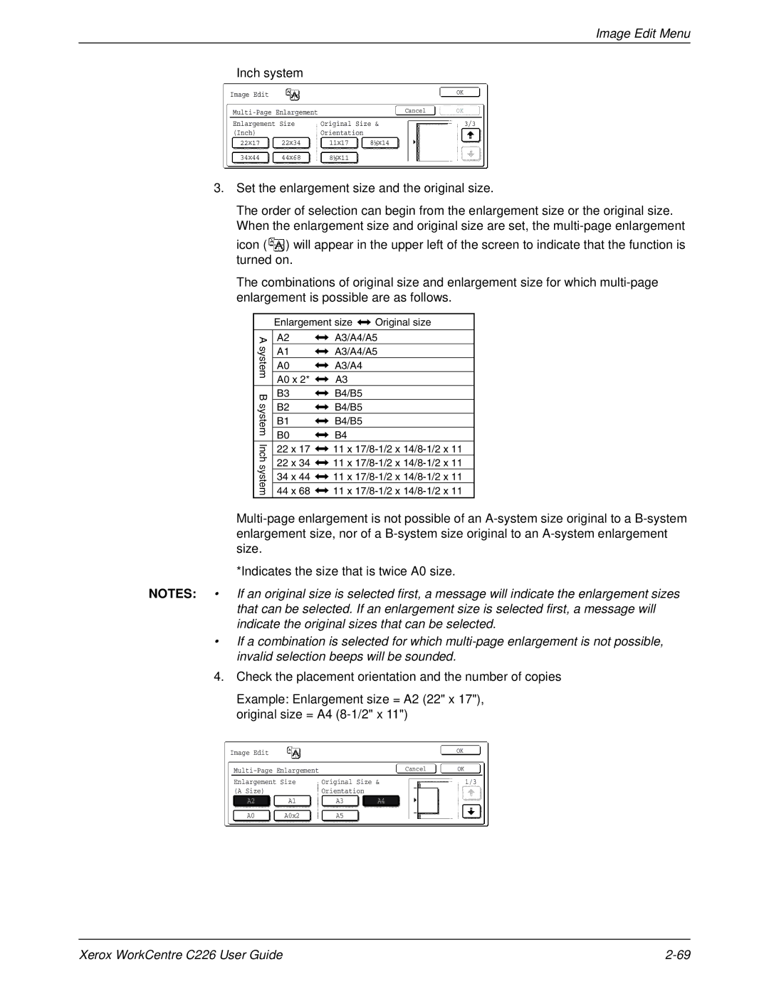 Xerox WorkCentre C226 manual Inch system 