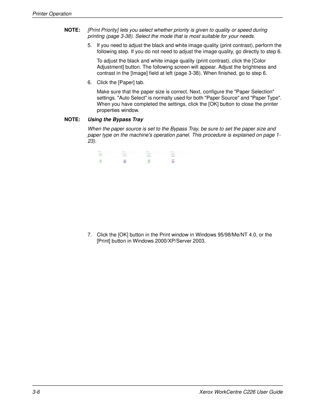 Xerox WorkCentre C226 manual Printer Operation 