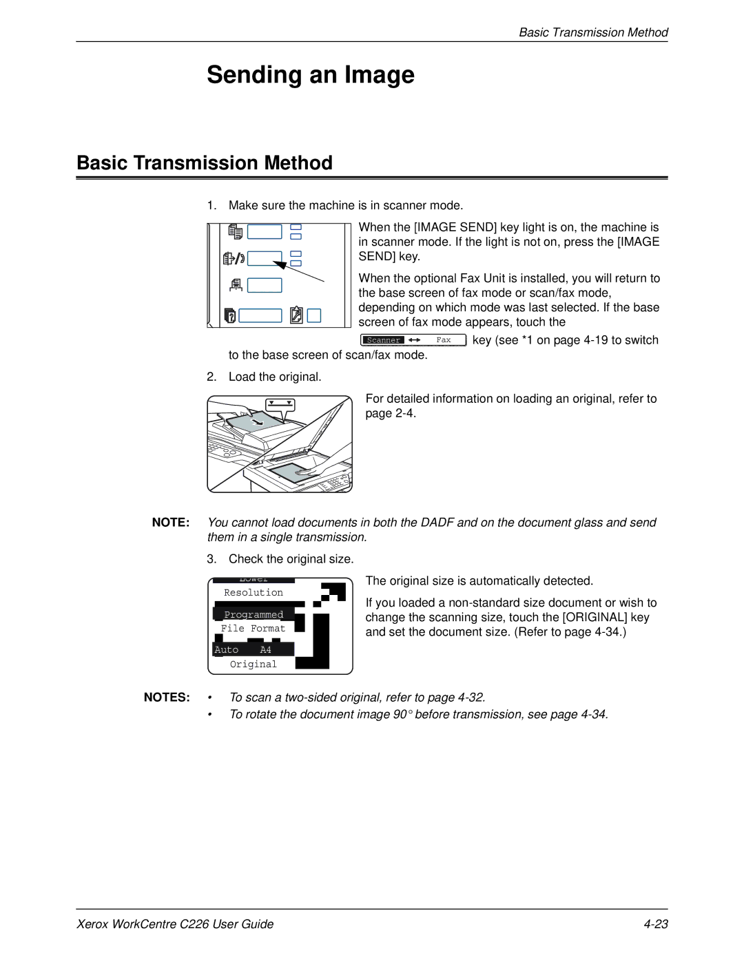 Xerox WorkCentre C226 manual Sending an Image, Basic Transmission Method 