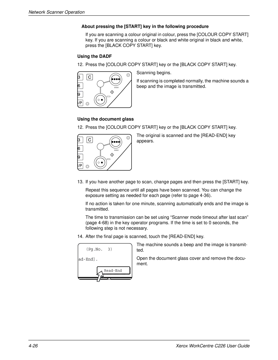 Xerox WorkCentre C226 manual About pressing the Start key in the following procedure, Using the Dadf 