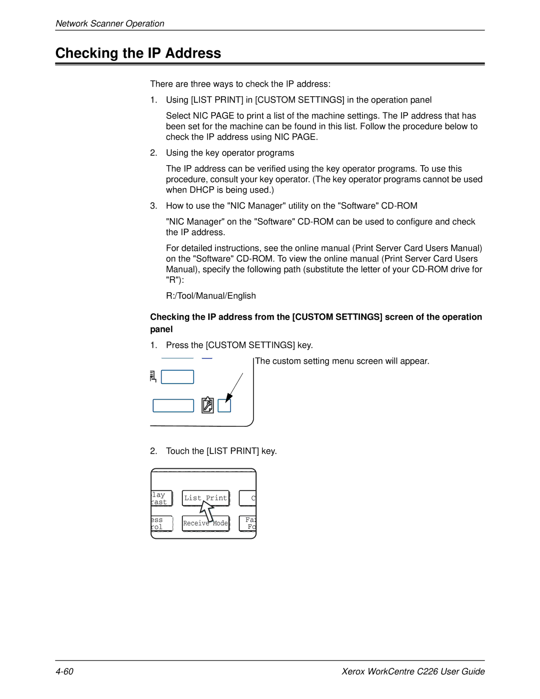 Xerox WorkCentre C226 manual Checking the IP Address 