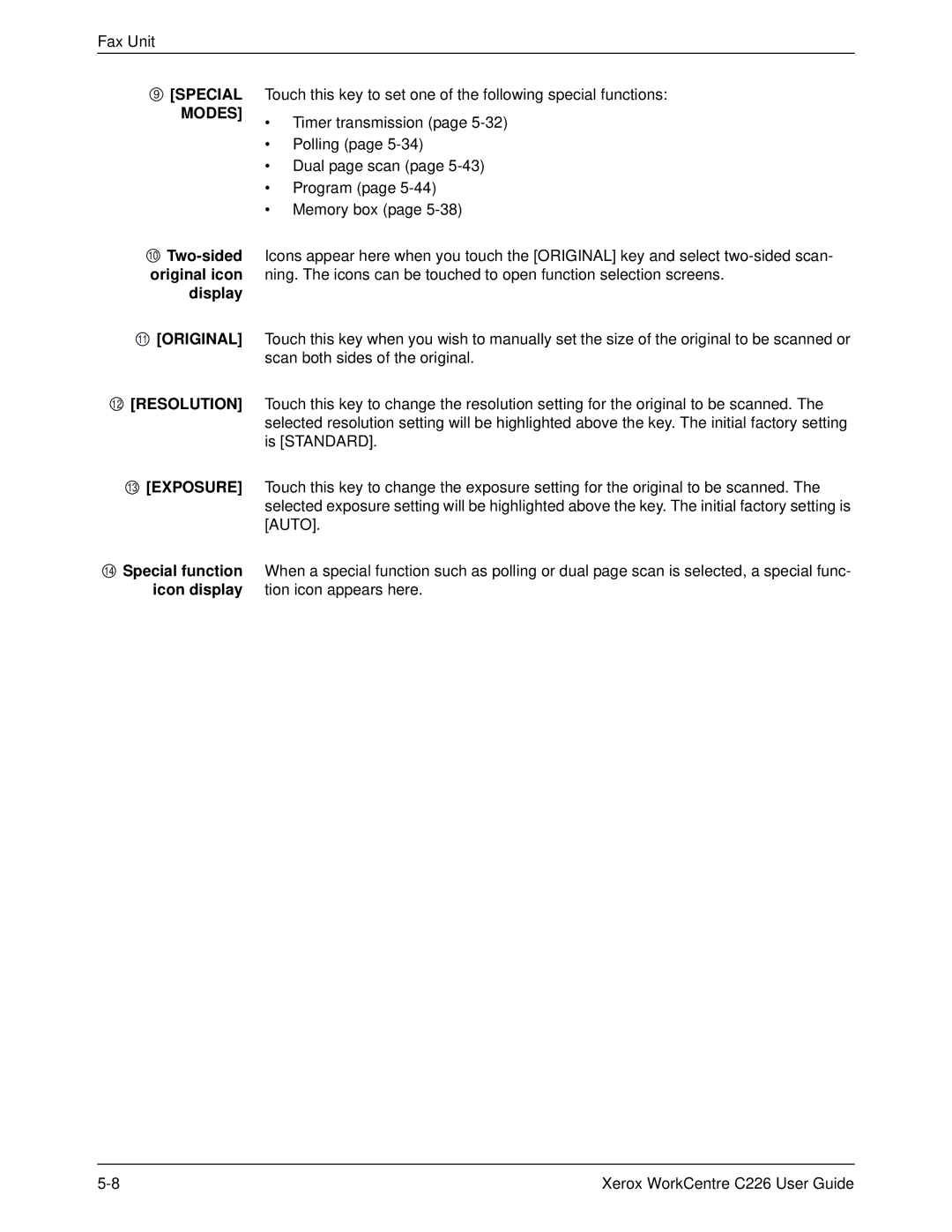 Xerox WorkCentre C226 manual Modes 