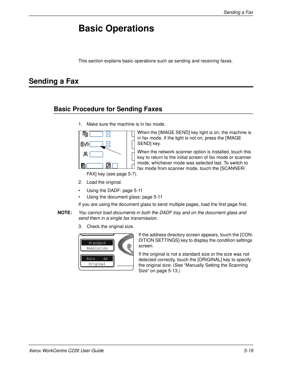 Xerox WorkCentre C226 manual Basic Operations, Sending a Fax, Basic Procedure for Sending Faxes 