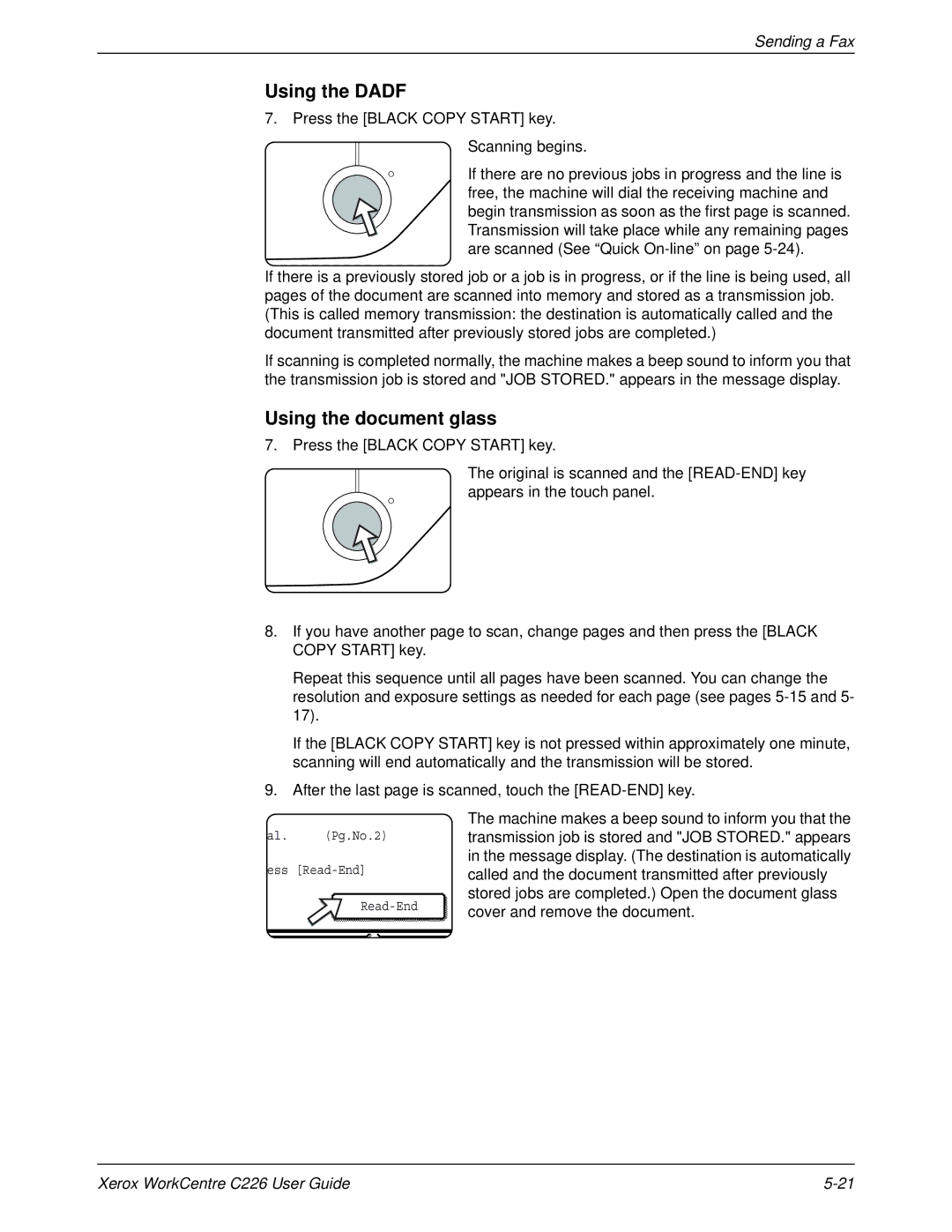 Xerox WorkCentre C226 manual Using the Dadf, Using the document glass 