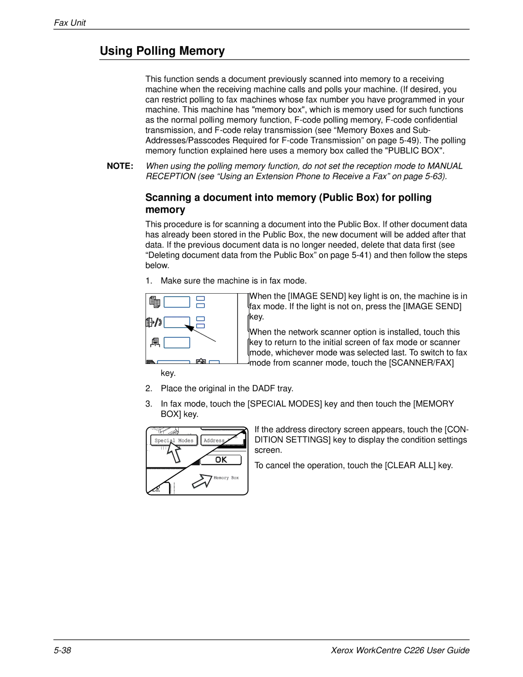 Xerox WorkCentre C226 manual Using Polling Memory 