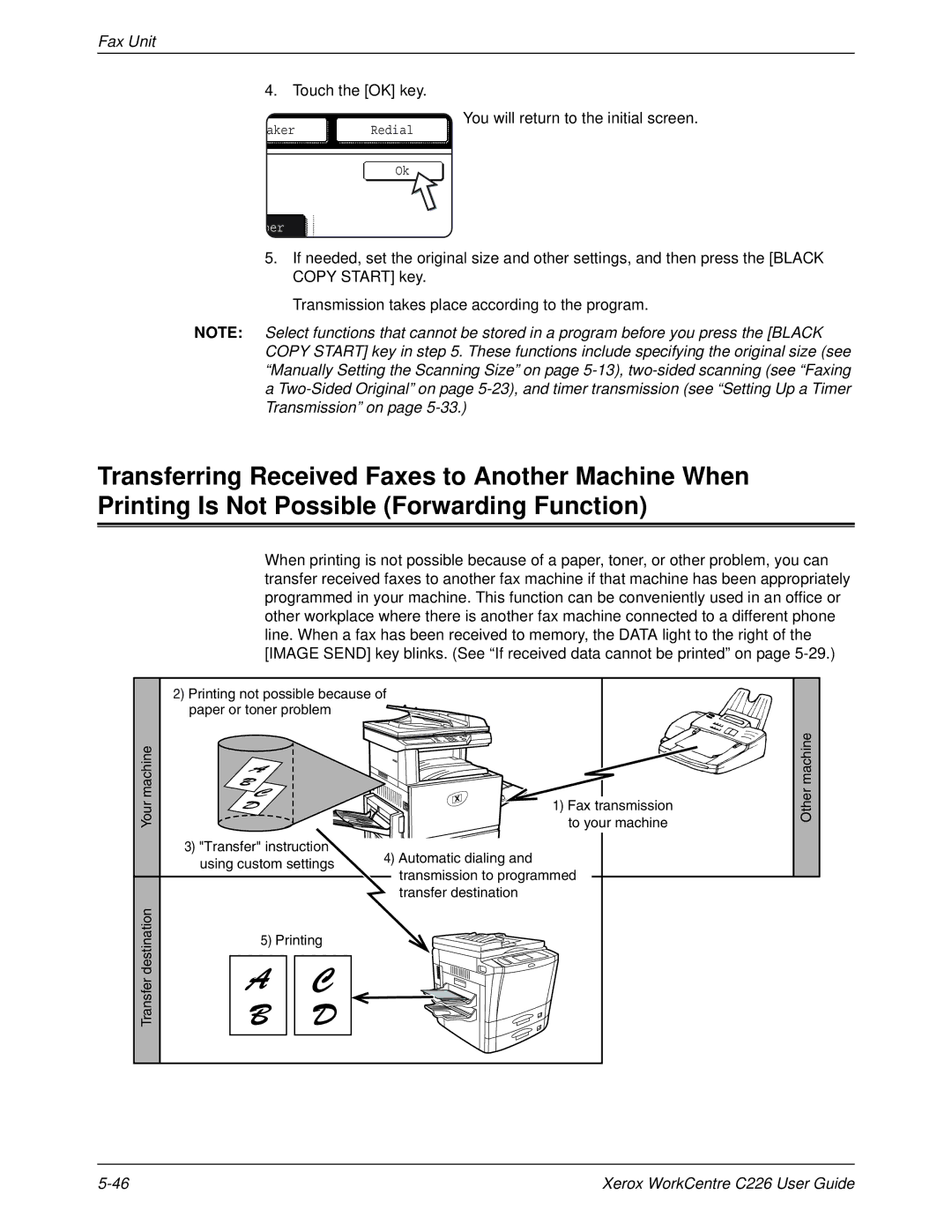 Xerox WorkCentre C226 manual Transfer instruction 