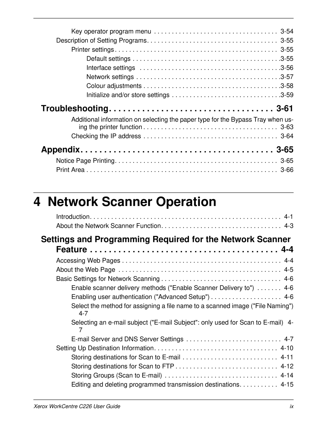 Xerox WorkCentre C226 manual Troubleshooting, Appendix 