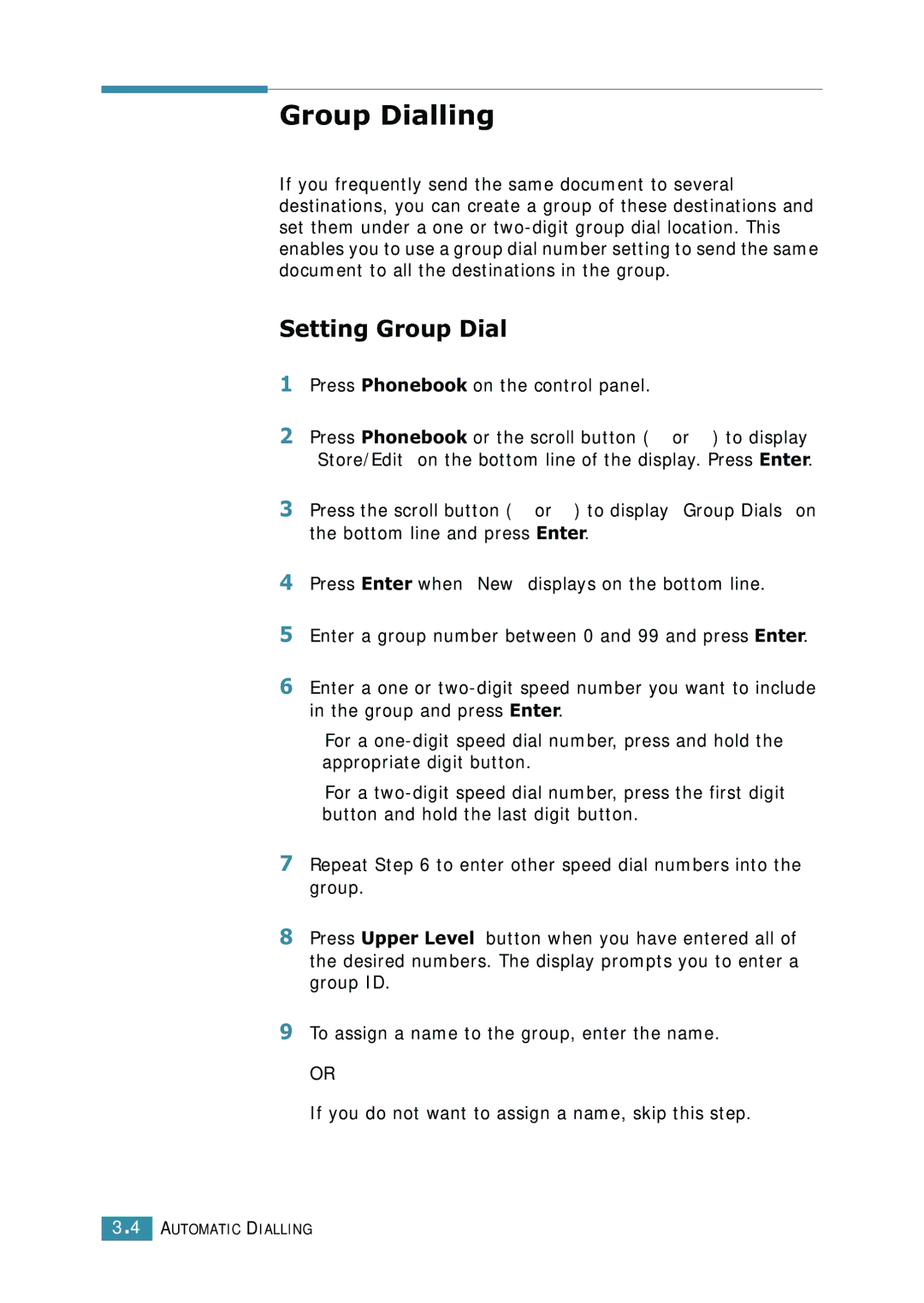 Xerox WorkCentre PE16 manual Group Dialling, Setting Group Dial 