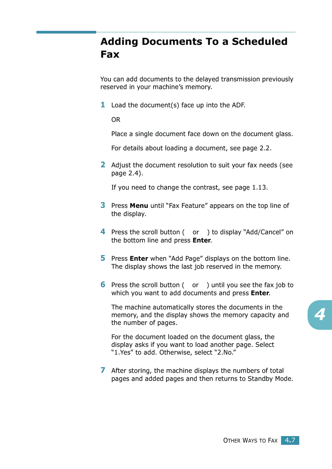 Xerox WorkCentre PE16 manual Adding Documents To a Scheduled Fax 