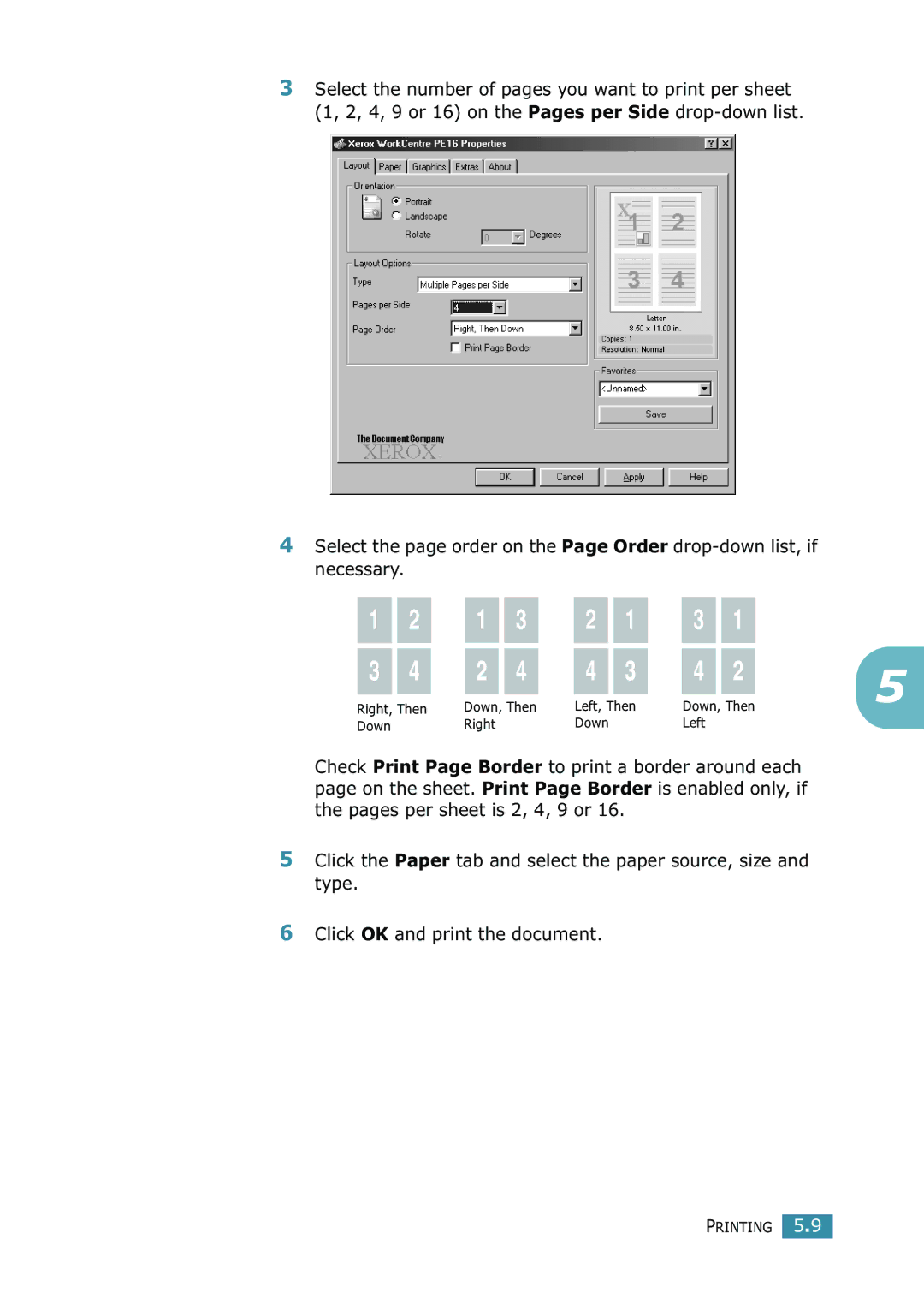 Xerox WorkCentre PE16 manual Down, Then 