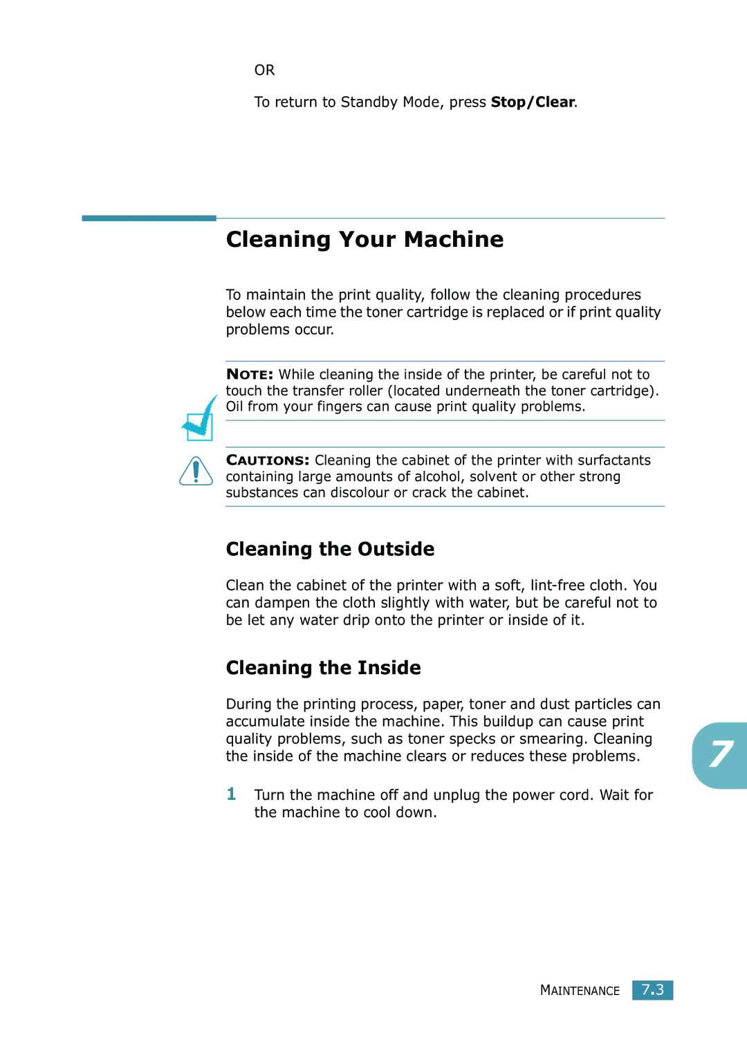 Xerox WorkCentre PE16 manual Cleaning Your Machine, Cleaning the Outside, Cleaning the Inside, Problems occur 