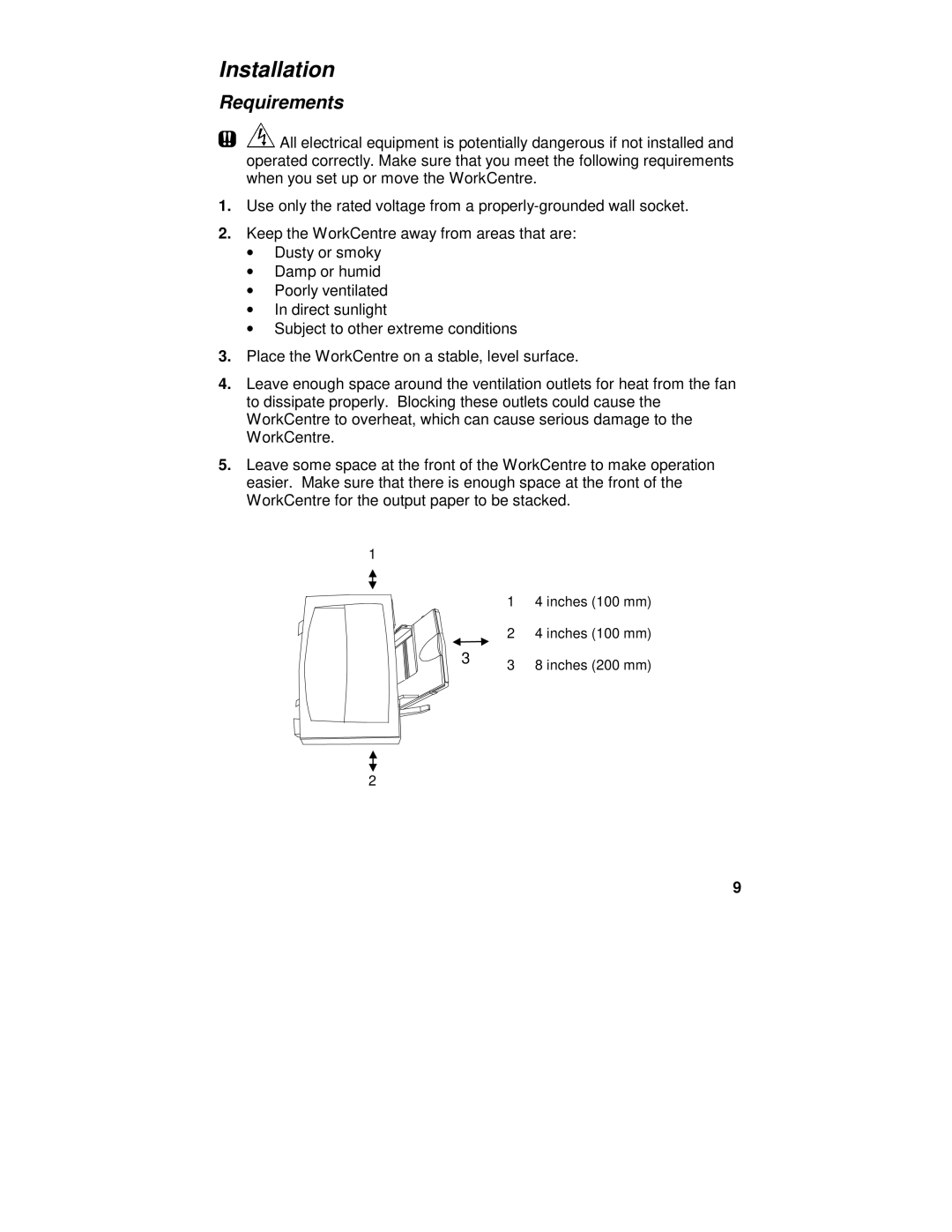 Xerox XE60, XE80, XE82, XE62 manual Installation, Requirements 