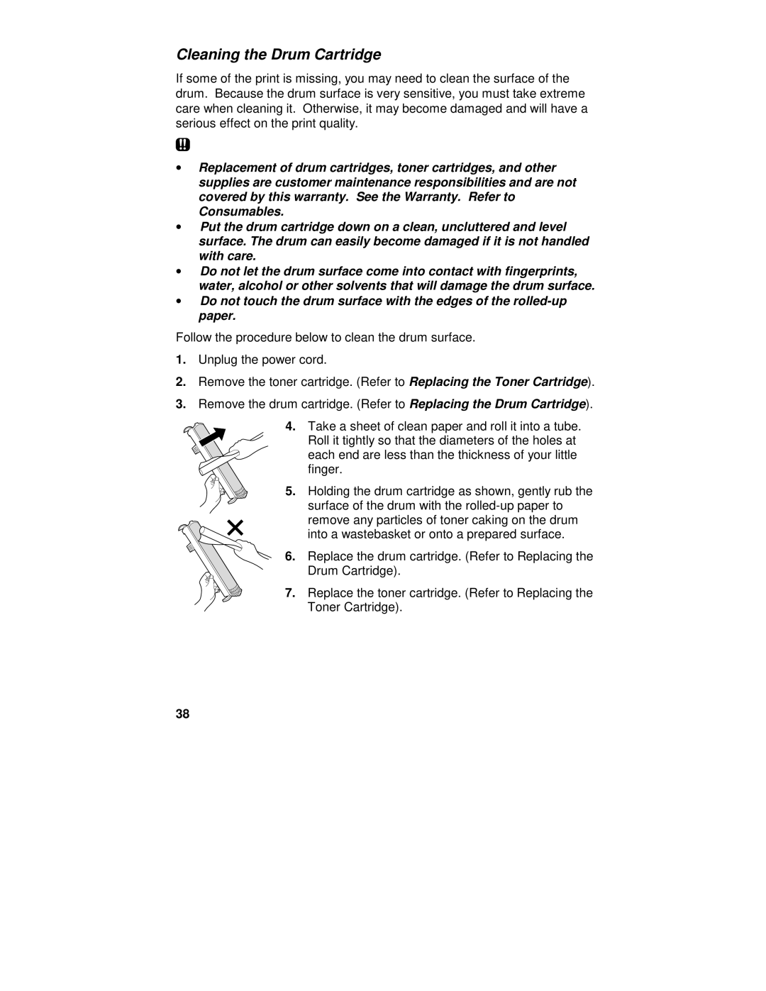 Xerox XE62, XE80, XE82, XE60 manual Cleaning the Drum Cartridge 