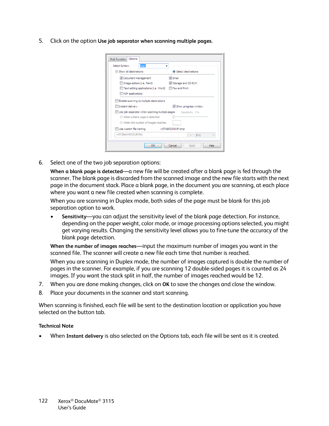 Xerox xerox documate 3115 manual Technical Note 