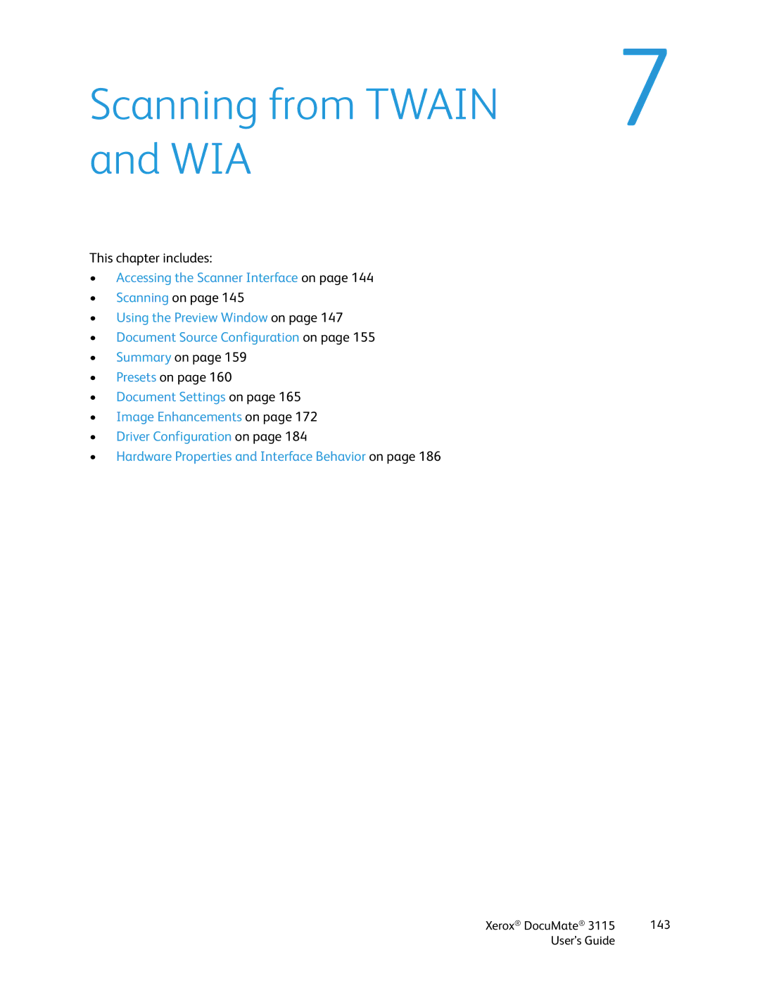 Xerox xerox documate 3115 manual Scanning from Twain WIA 