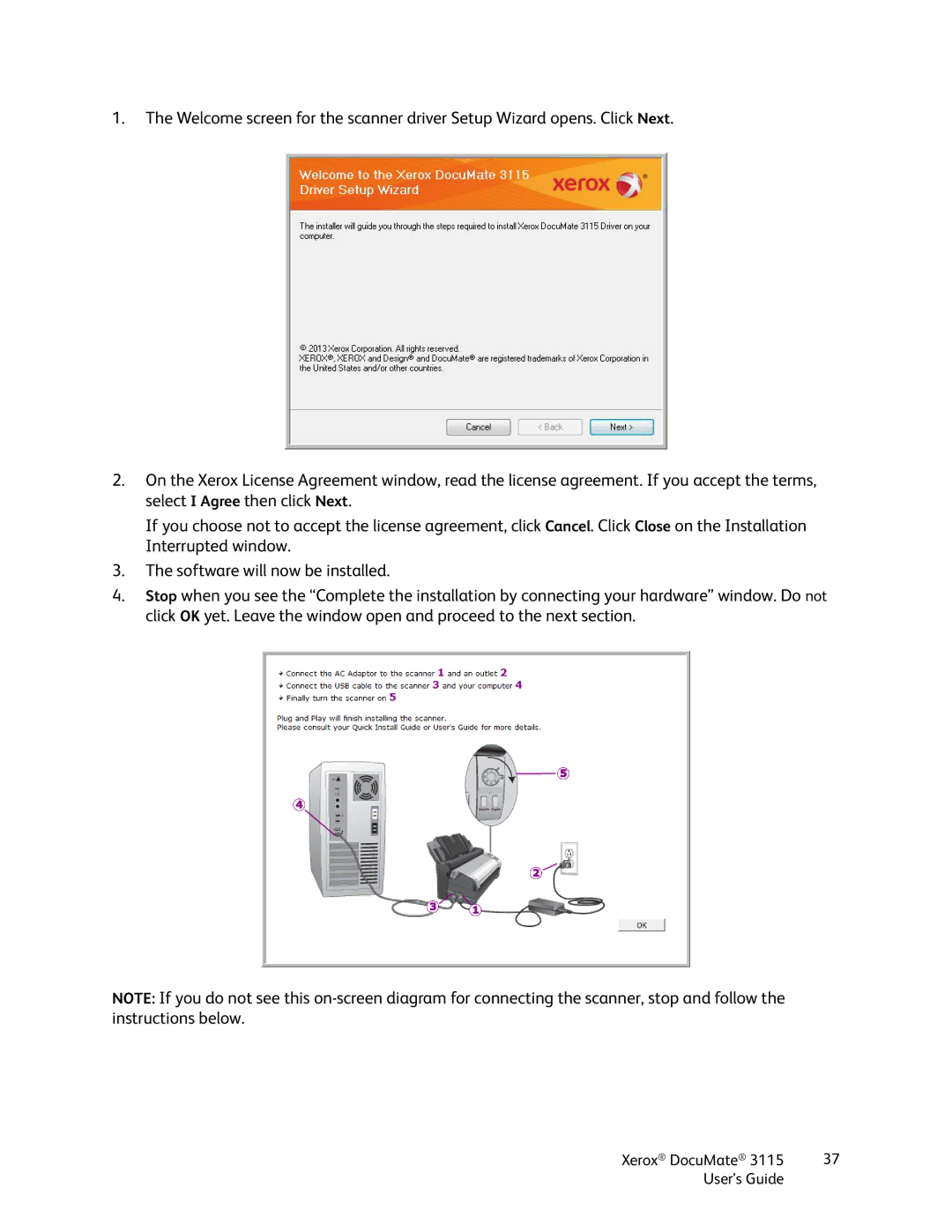 Xerox xerox documate 3115 manual Xerox DocuMate User’s Guide 