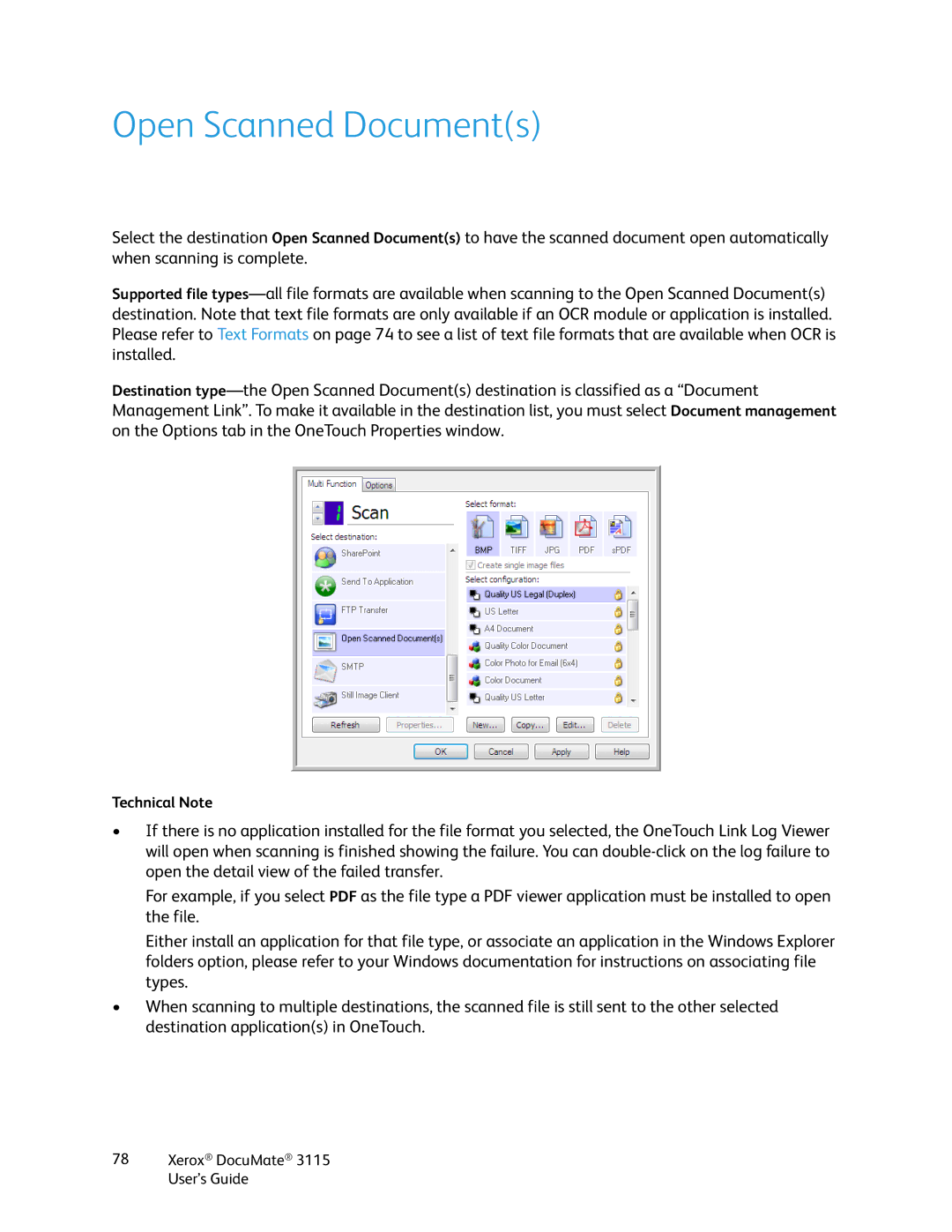 Xerox xerox documate 3115 manual Open Scanned Documents 