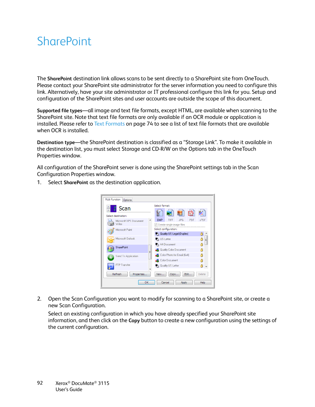 Xerox xerox documate 3115 manual SharePoint 