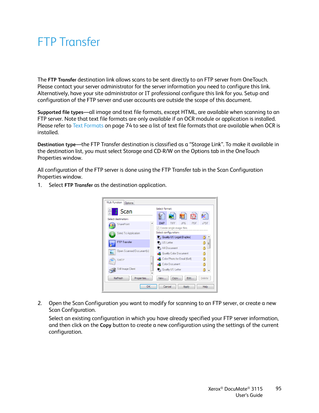 Xerox xerox documate 3115 manual FTP Transfer 