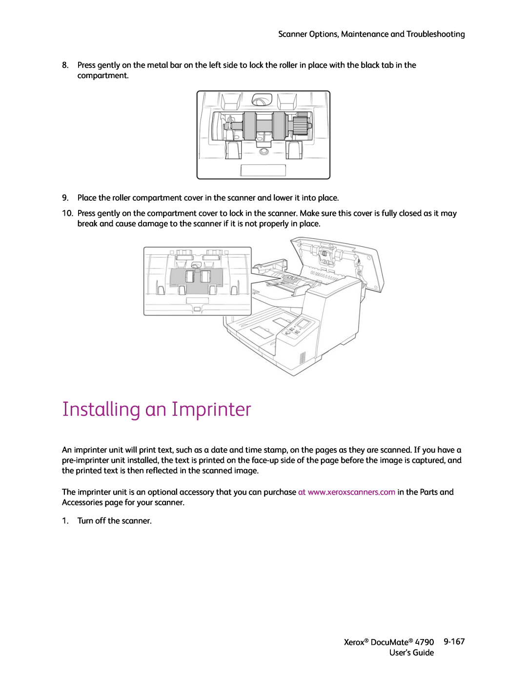 Xerox xerox documate manual Installing an Imprinter 