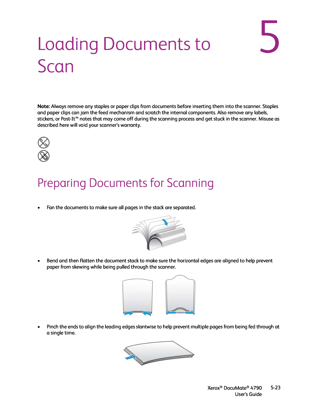 Xerox xerox documate manual Loading Documents to, Preparing Documents for Scanning 