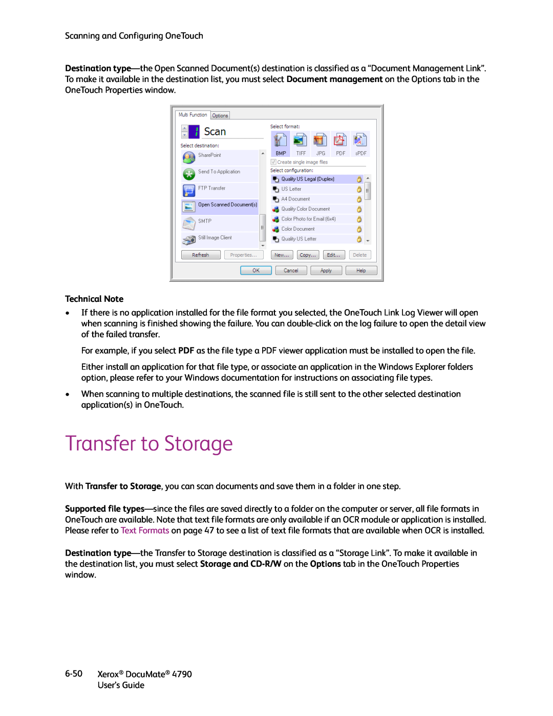 Xerox xerox documate manual Transfer to Storage, Technical Note 