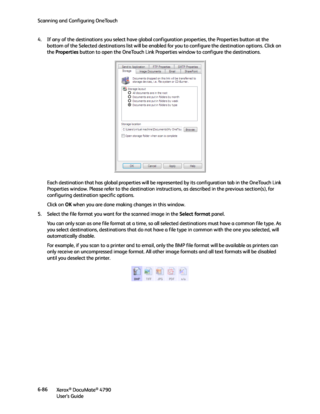 Xerox xerox documate Scanning and Configuring OneTouch, Click on OK when you are done making changes in this window, 6-86 