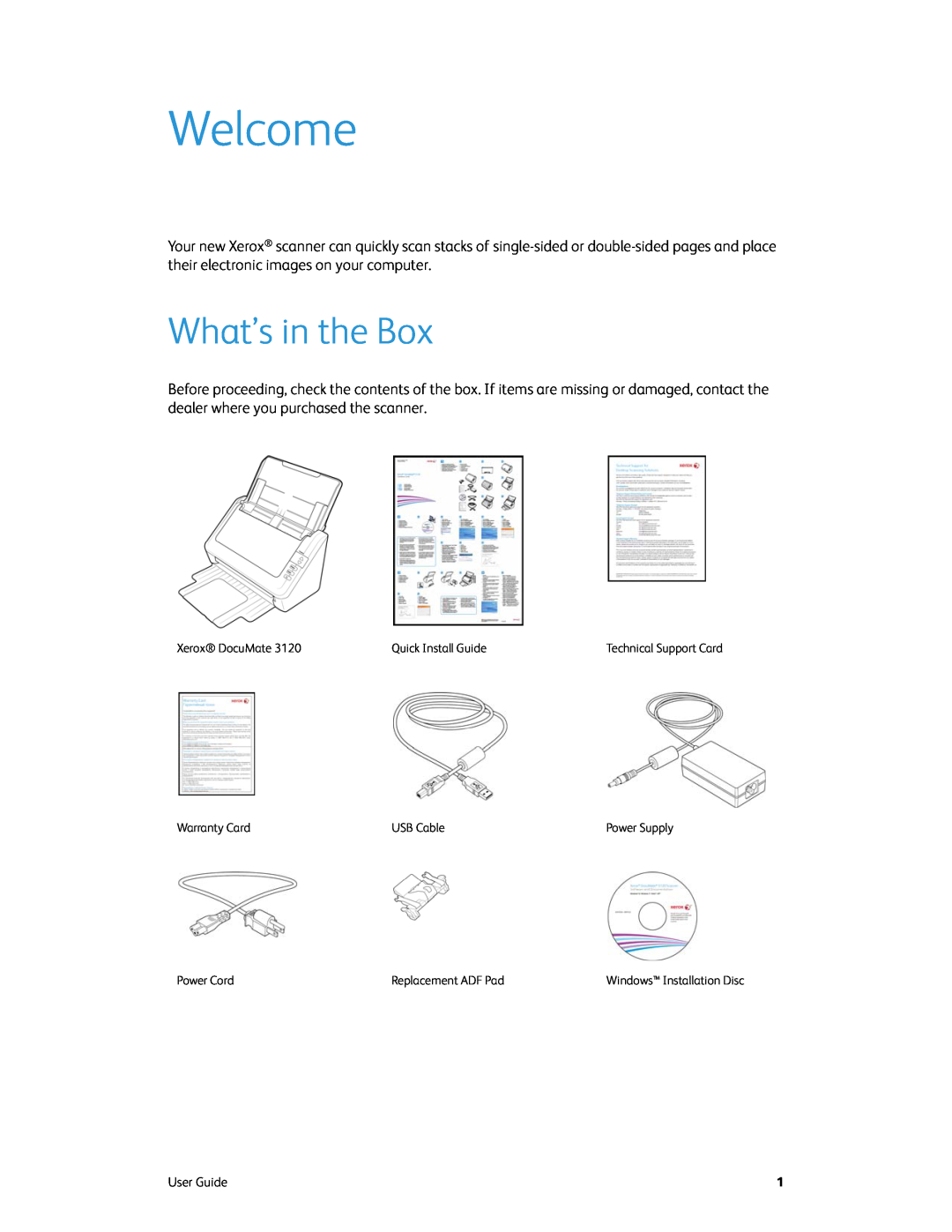 Xerox xerox manual Welcome, What’s in the Box 