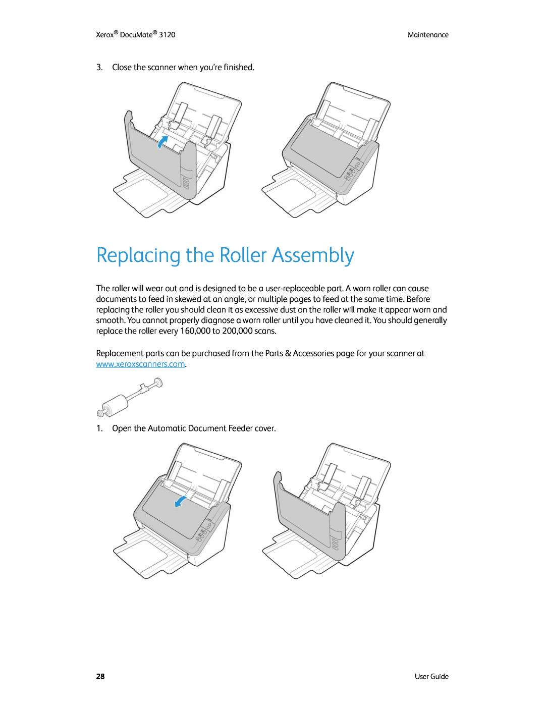 Xerox xerox manual Replacing the Roller Assembly 