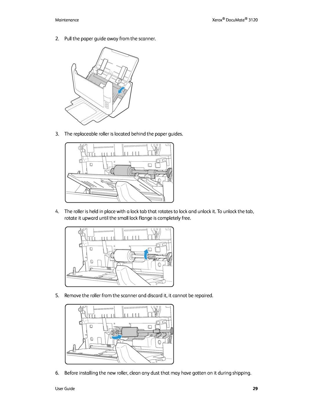 Xerox xerox manual Pull the paper guide away from the scanner 