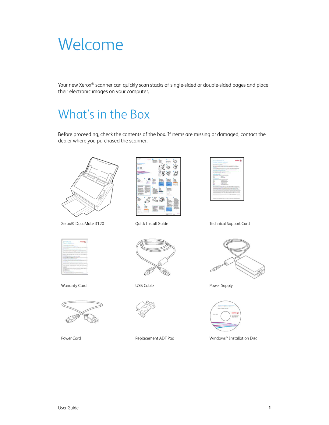 Xerox xerox manual Welcome, What’s in the Box 