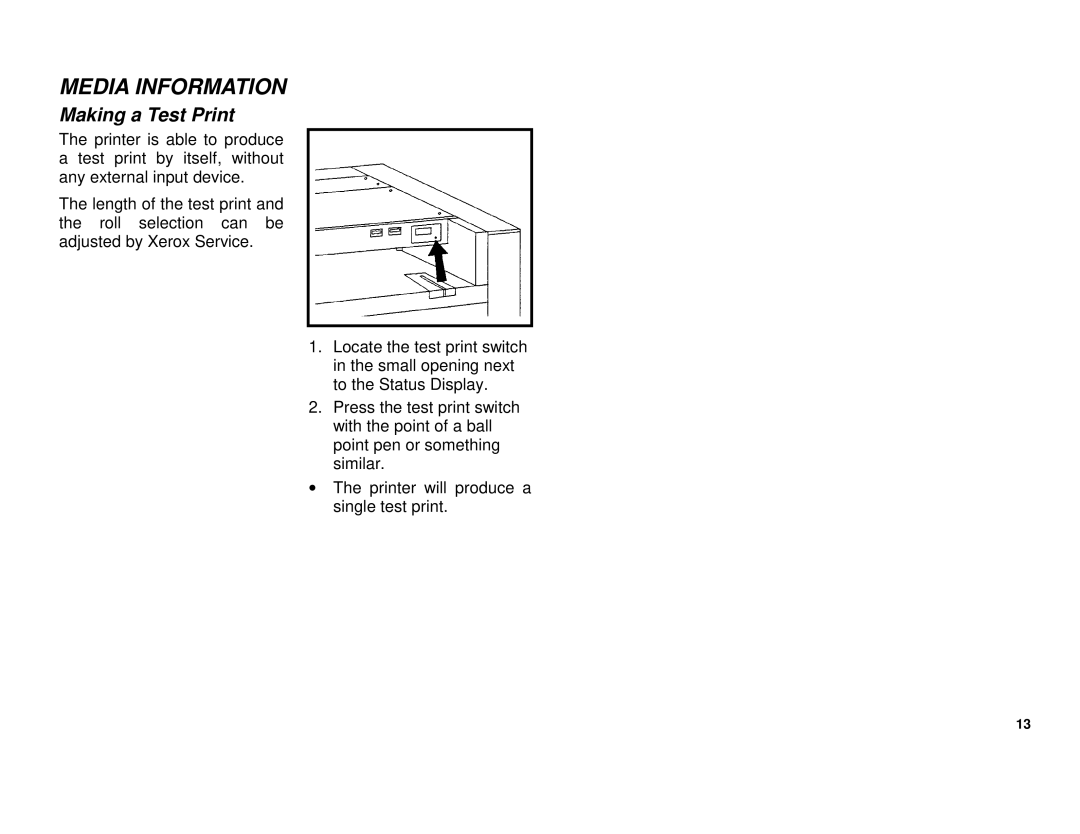 Xerox XES 8855 manual Making a Test Print 