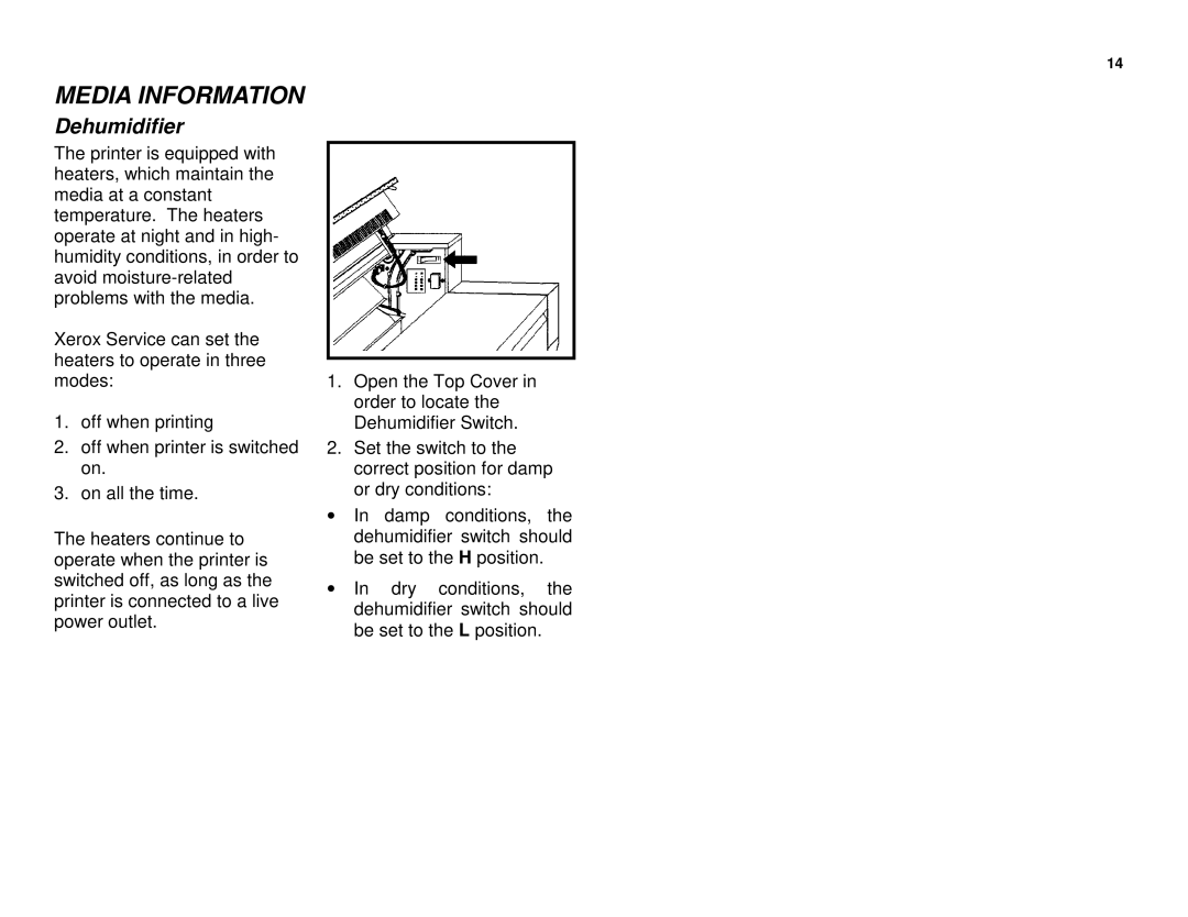 Xerox XES 8855 manual Dehumidifier 