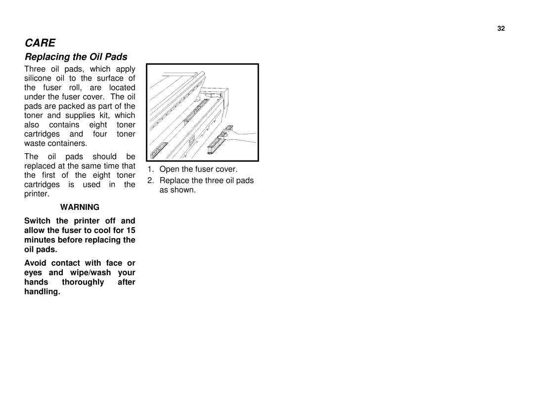 Xerox XES 8855 manual Replacing the Oil Pads 