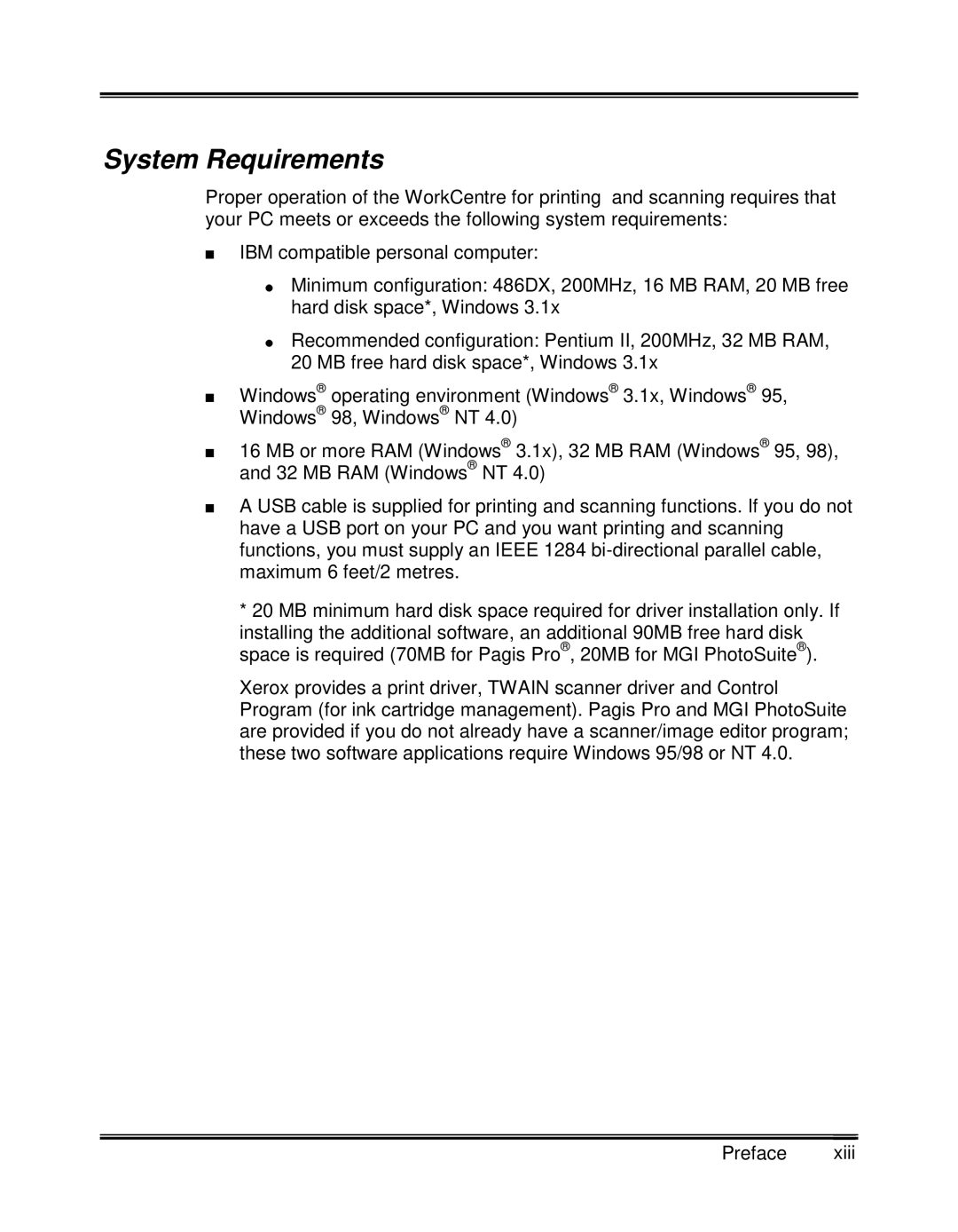 Xerox XK25C, XK35C manual System Requirements 
