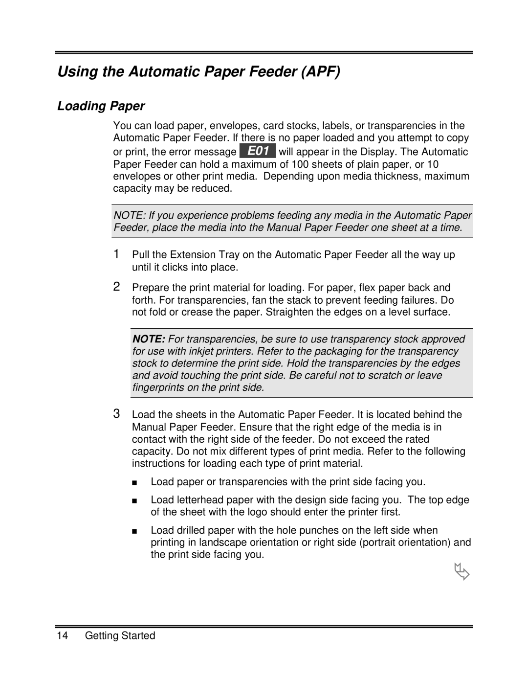 Xerox XK25C, XK35C manual Using the Automatic Paper Feeder APF, Loading Paper 