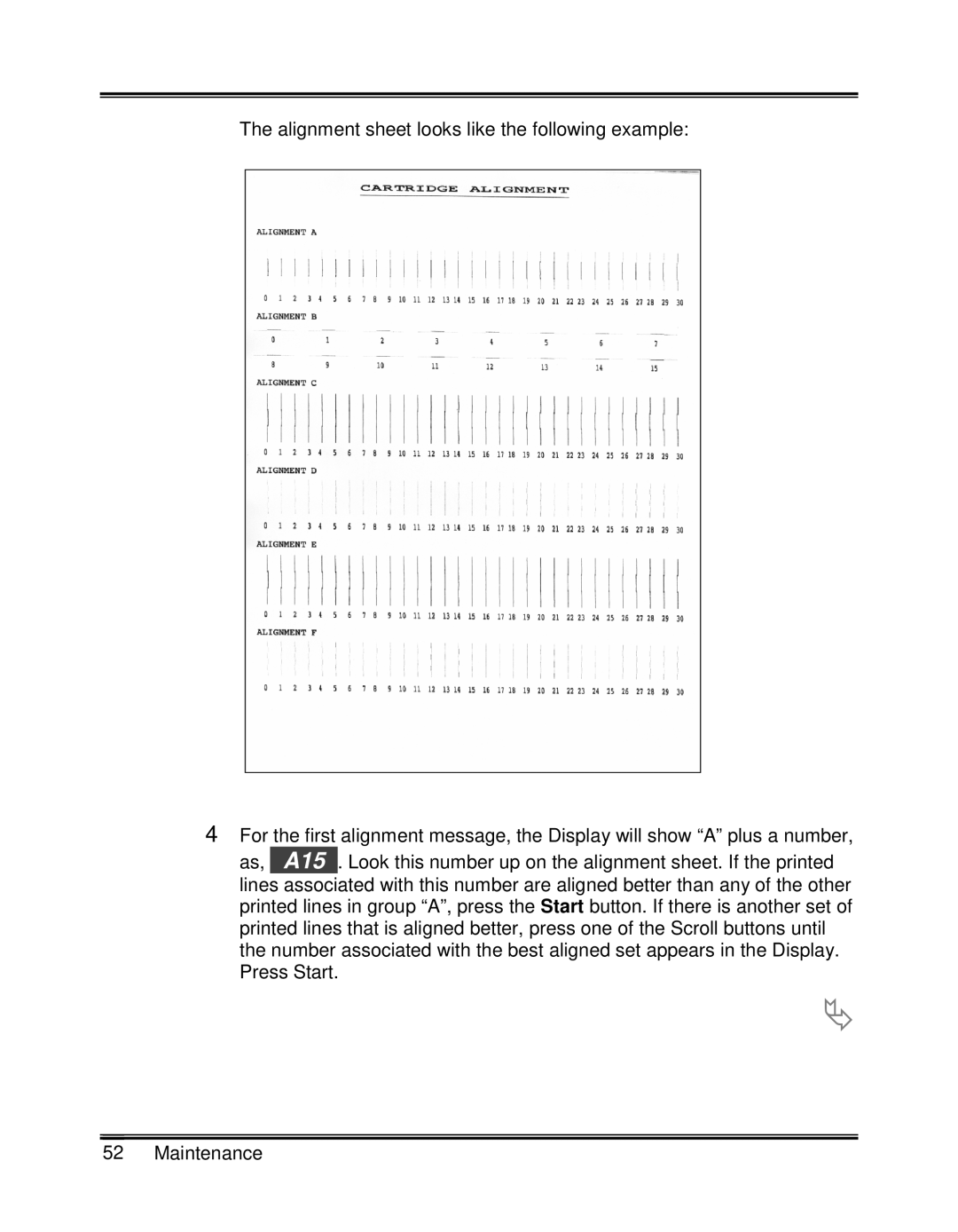 Xerox XK25C, XK35C manual The alignment sheet looks like the following example 